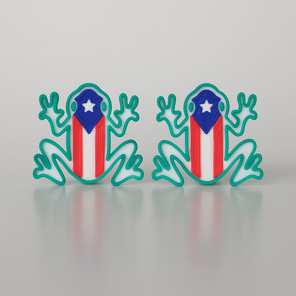 Coquí Straw Topper – Puerto Rico Flag Edition | 3D Printed Tropical Drink Accessory