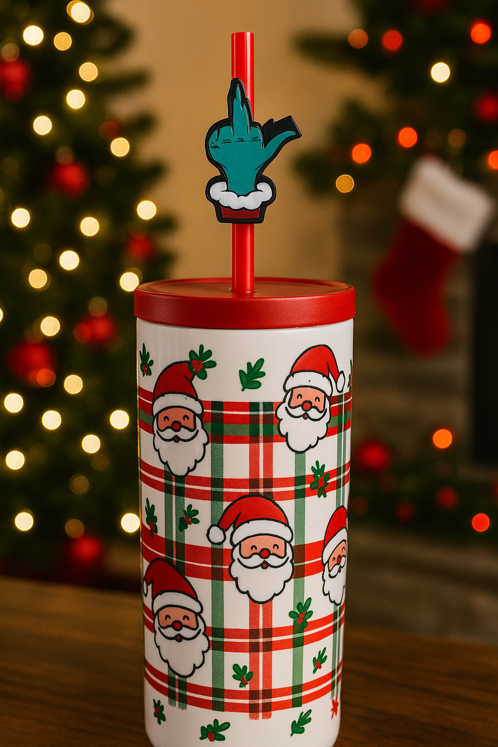 Grinch Middle Finger Straw Topper – Funny Christmas Tumbler Accessory (8 mm & 10 mm Sizes