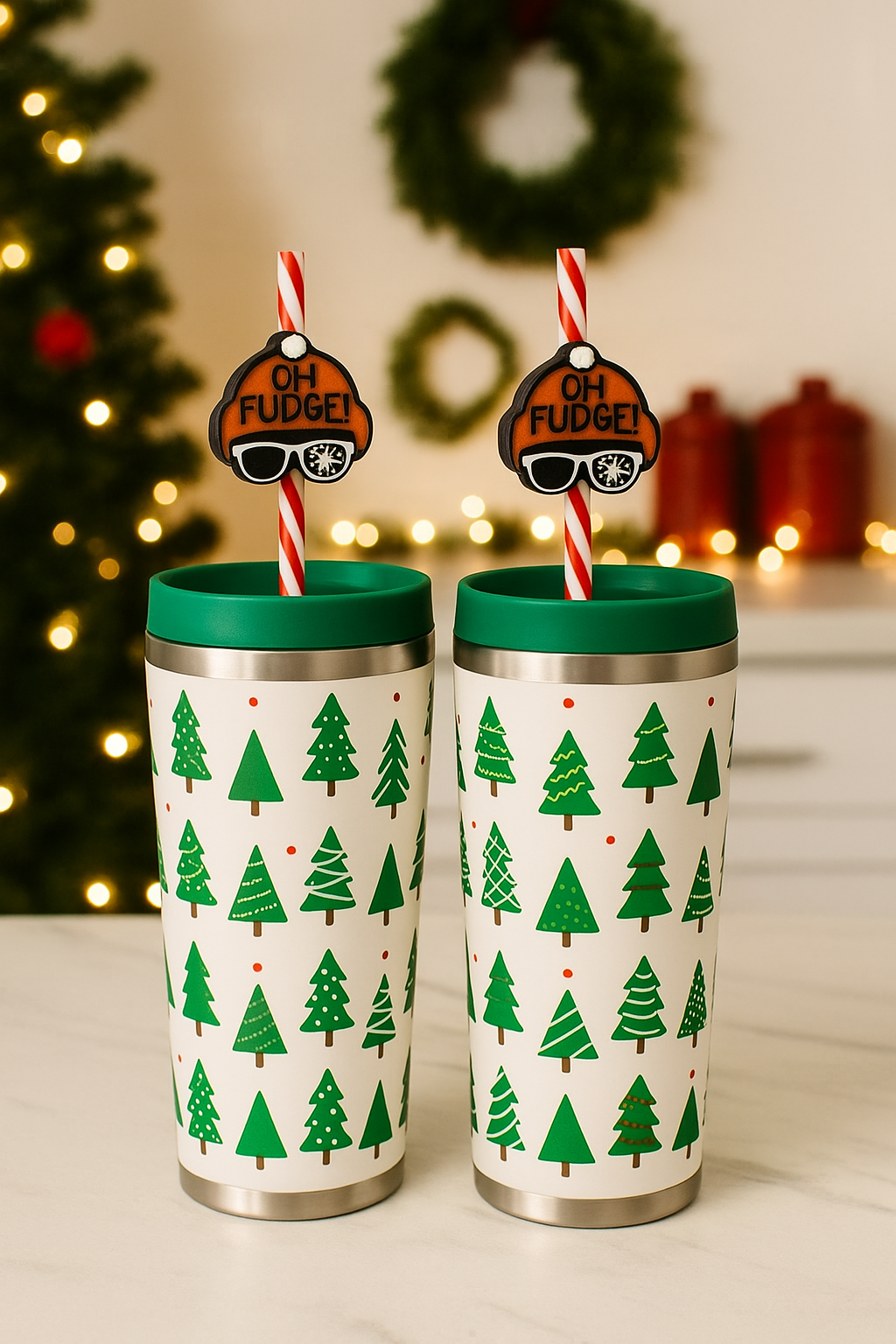 Oh Fudge! Holiday Straw Topper – Funny Christmas Tumbler Accessory (8 mm & 10 mm Sizes)