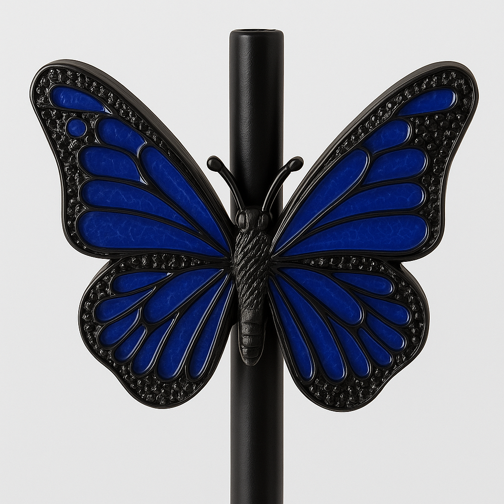 Blue & Black Butterfly Straw Topper – Elegant Cup Accessory (8mm & 10mm)