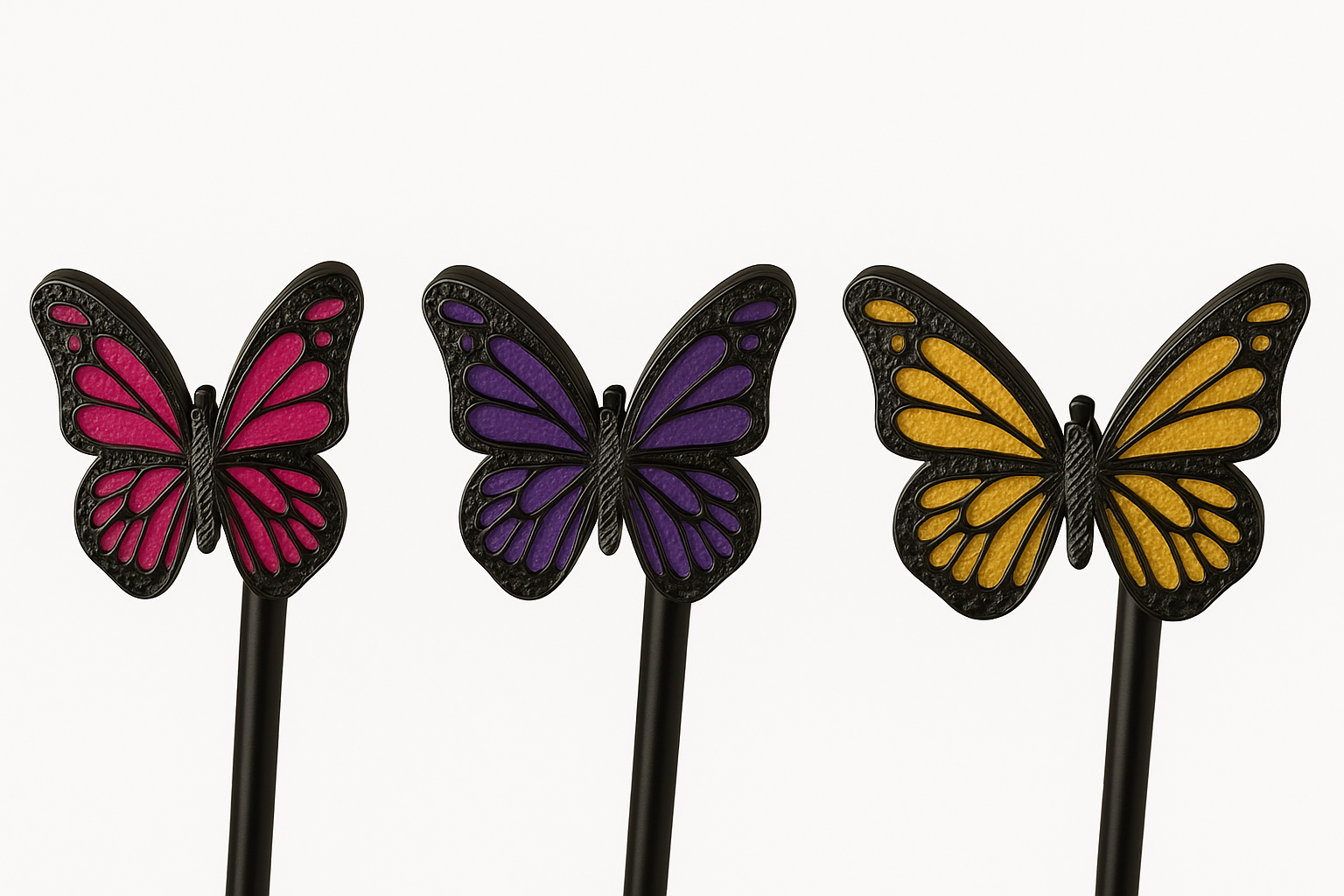 Blue & Black Butterfly Straw Topper – Elegant Cup Accessory (8mm & 10mm)