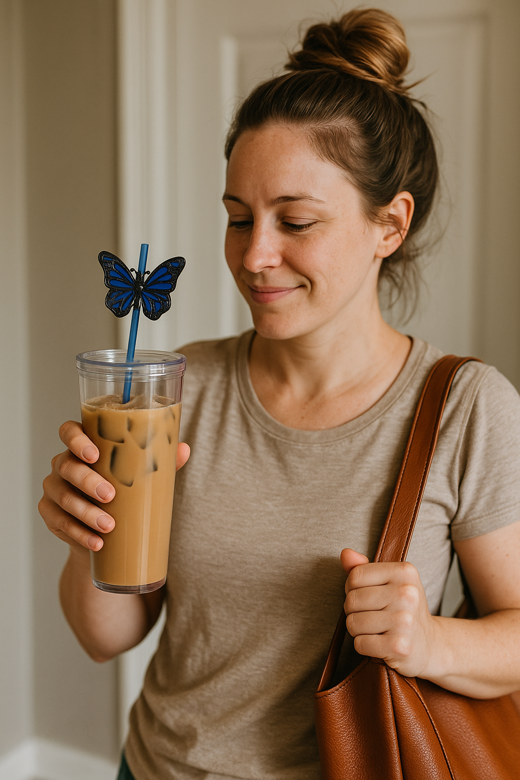 Blue & Black Butterfly Straw Topper – Elegant Cup Accessory (8mm & 10mm)