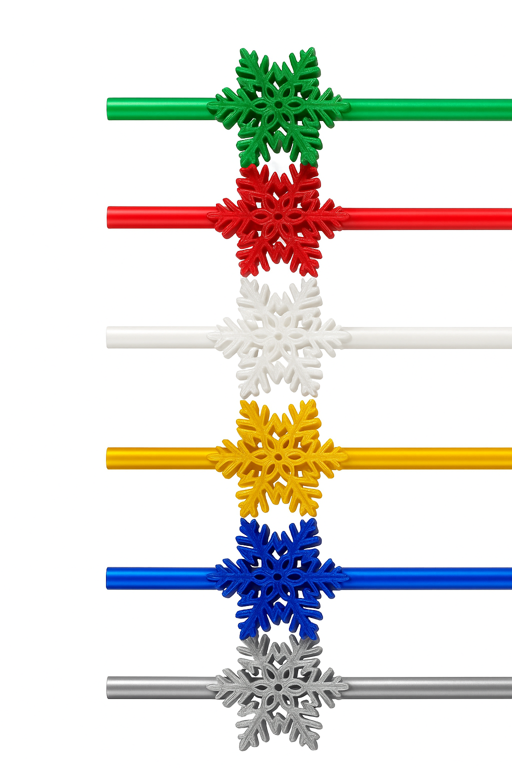 Festive Snowflake Straw Toppers – Christmas Collection