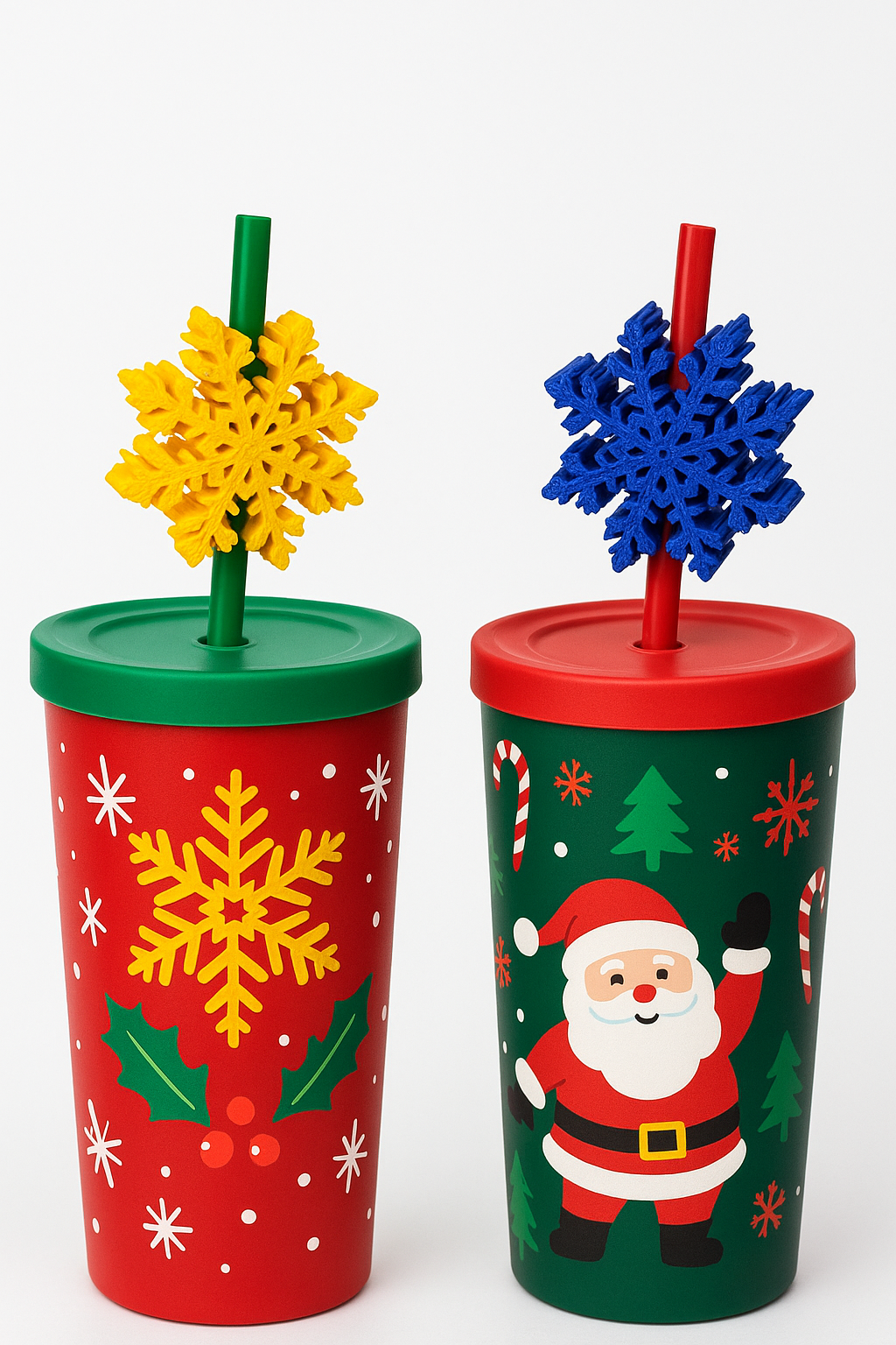 Festive Snowflake Straw Toppers – Christmas Collection
